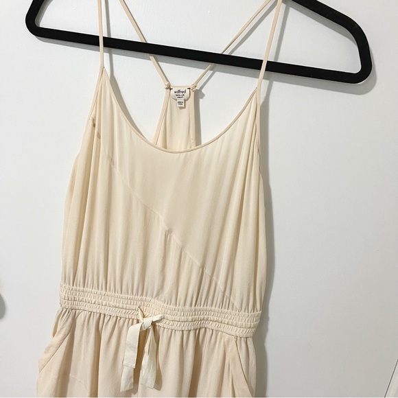 Aritzia Wilfred Silk Sleeveless Tie Waist Racerback Midi Dress Ivory Size Small - Picture 5 of 15